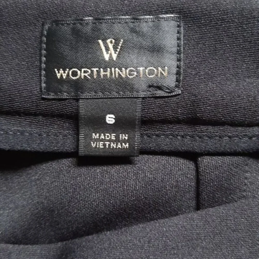Worthington NWT Black Pink Orange Blue Neon Print Slit Pencil Skirt Size 6